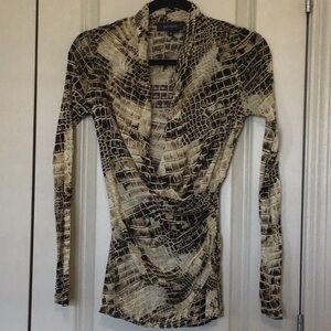 Karen Kane Snakeskin Print Blouse - Black and Cream
